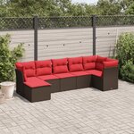 vidaXL Salon de jardin avec coussins 7 Pièces marron résine tressée