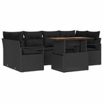 vidaXL Ensemble de canapé de jardin 7 Pièces Noir Poly rotin