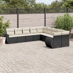 vidaXL Salon de jardin 10 Pièces avec coussins noir résine tressée