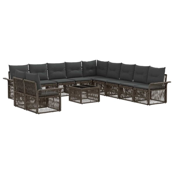 vidaXL Ensemble de canapé de jardin 12 Pièces Gris polyrotin