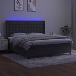 vidaXL Sommier à lattes de lit matelas et LED Gris foncé 180x200 cm
