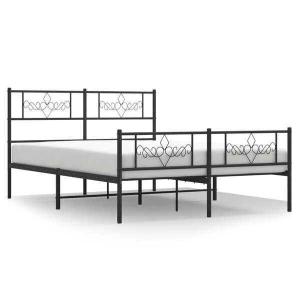 vidaXL Cadre de lit métal sans matelas avec pied de lit noir 160x200cm