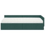 vidaXL Cadre de lit d'angle avec matelas Autre 2 Pièces Vert tissu