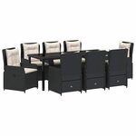 vidaXL Ensemble de salle à manger pour jardin 9 pc Noir polyrotin