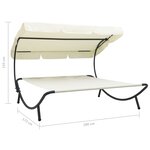 vidaXL Lit de repos d'extérieur avec auvent Blanc crème