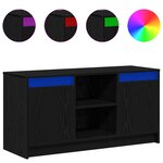 vidaXL Meuble TV avec éclairage LED en Chêne Noir  100x34x50 cm  fabriqué en bois d'ingénierie.