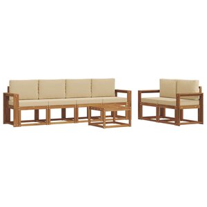 vidaXL Ensemble de canapés d'extérieur 7 Pièces Naturel et Beige