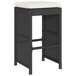 vidaXL Tabourets de bar jardin coussins lot de 2 noir résine tressée