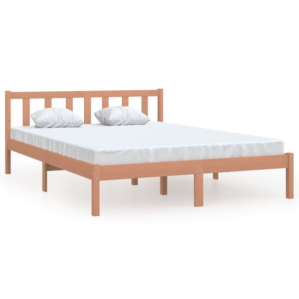 vidaXL Cadre de lit Marron miel Bois pin massif 150x200 cm Très grand