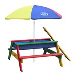AXI Table de pique-nique à sable et eau et parasol Nick Arc-en-ciel