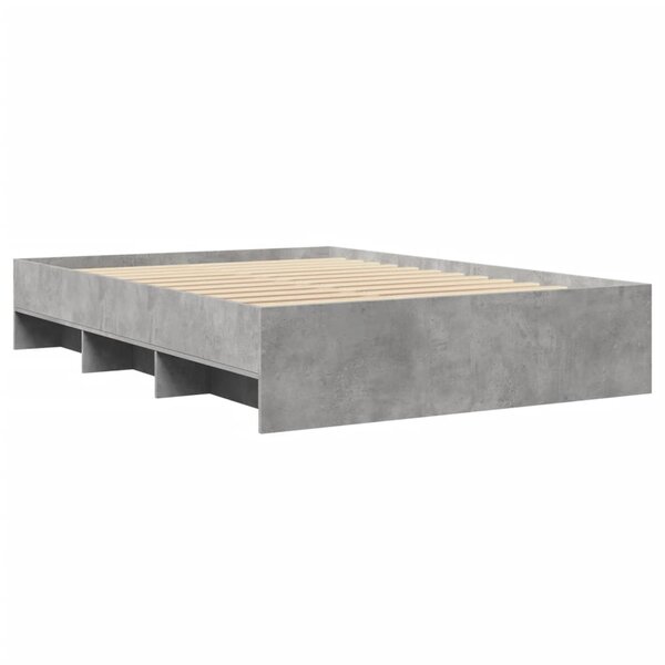 vidaXL Cadre de lit sans matelas gris béton 135x190 cm bois ingénierie