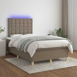 vidaXL Sommier à lattes de lit matelas et LED taupe 120x190 cm tissu