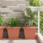 vidaXL Pots de plantes 6 Pièces Rouge brique 43 x 43 x 33 5 cm Plastique