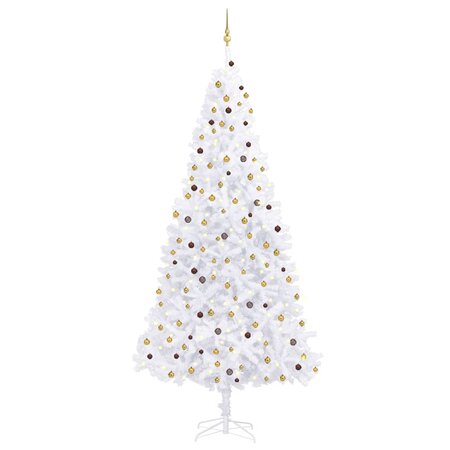 vidaXL Arbre de Noël artificiel pré-éclairé et boules 300 cm blanc
