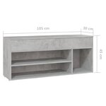 vidaXL Banc à chaussures Gris béton 105x30x45 cm Bois d'ingénierie