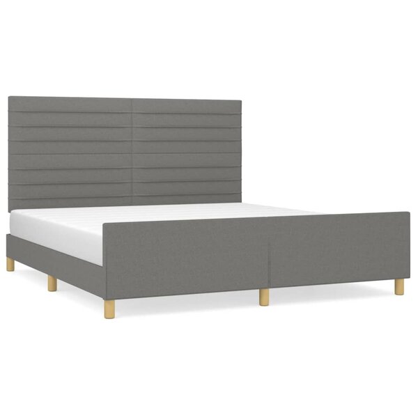 vidaXL Cadre de lit avec tête de lit Gris foncé 180 x 200 cm Tissu