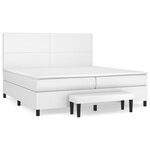vidaXL Sommier à lattes de lit avec matelas Blanc 200x200cm Similicuir