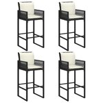 vidaXL Ensemble de bar de jardin 5 Pièces avec coussins noir poly rotin
