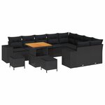 vidaXL Ensemble de canapé de jardin 12 Pièces Noir 80 x 80 x 71 cm