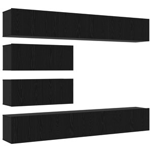 vidaXL Ensemble de 6 Meubles TV Muraux en Chêne Noir en Bois d'Ingénierie