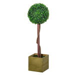 Buis artificiel topiaire artificielle en forme de boule dim. Ø 28 x 87H cm pot sapin inclus vert