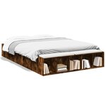 vidaXL Cadre de lit sans matelas chêne fumé 135x190 cm