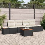 vidaXL Ensemble de canapé de jardin avec coussin 5 Pièces Noir Poly rotin