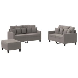 vidaXL Ensemble de canapés 3 Pièces avec coussins Taupe Tissu