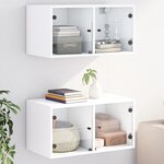 vidaXL Armoires murales avec portes en verre 2 Pièces blanc 68 5x37x35 cm