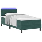 vidaXL Lit à ressort LED avec matelas Vert foncé 90 x 190 cm Velours