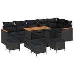 vidaXL Ensemble de canapé de jardin 10 Pièces Noir polyrotin