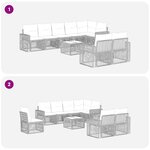 vidaXL Ensemble de canapé de jardin 9 Pièces Noir et blanc crème