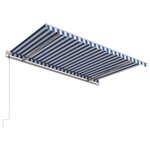 vidaXL Auvent rétractable automatique 450x300 cm Bleu et blanc