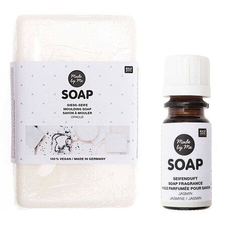 Savon à mouler opaque 100  vegan 250 g + Huile parfumée jasmin