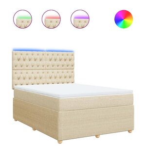 vidaXL Sommier à lattes de lit avec matelas Crème 140x190 cm Tissu