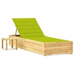 vidaXL Chaise longue de jardin avec table et coussin Pin imprégné