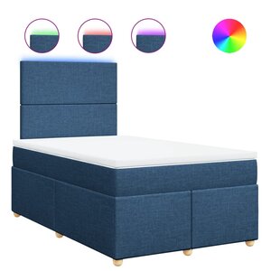 vidaXL Sommier à lattes de lit avec matelas bleu 120x190 cm tissu