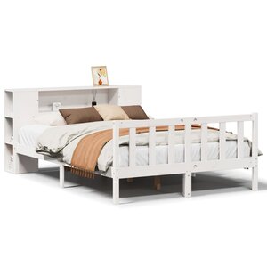 vidaXL Lit bibliothèque sans matelas blanc 140x190 cm bois pin massif
