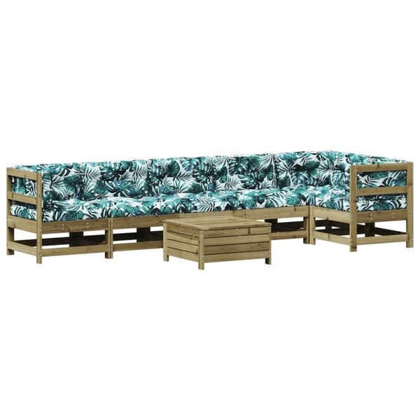 vidaXL Salon de jardin 7 Pièces avec coussins bois de pin imprégné