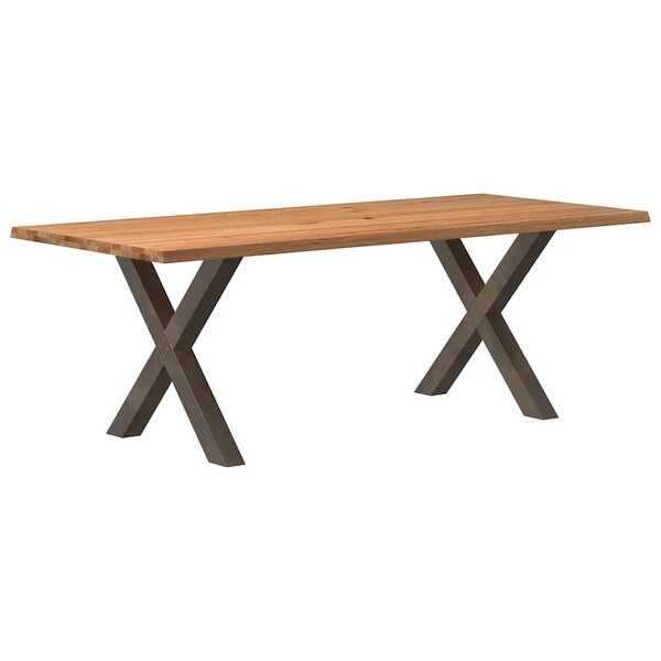 vidaXL Table à manger et bord naturel bois massif chêne rectangulaire