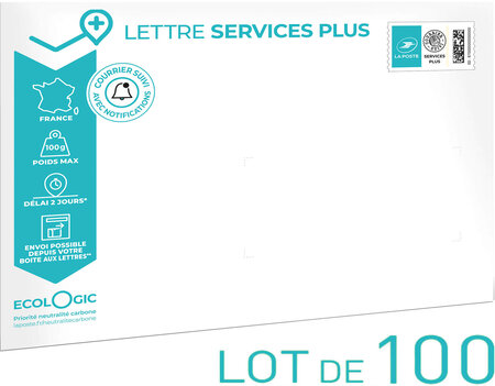 Prêt-à-Poster - Lettre Services Plus - 100g - Format C5 - Enveloppe en lot de 100