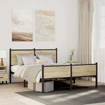 vidaXL Cadre de lit en métal sans matelas chêne sonoma 137x190 cm