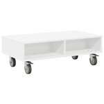 vidaXL Table d'appoint avec roues Blanc 90 x 50 x 30 cm