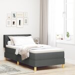vidaXL Lit Box Spring avec matelas gris foncé  90 x 200 cm  en tissu