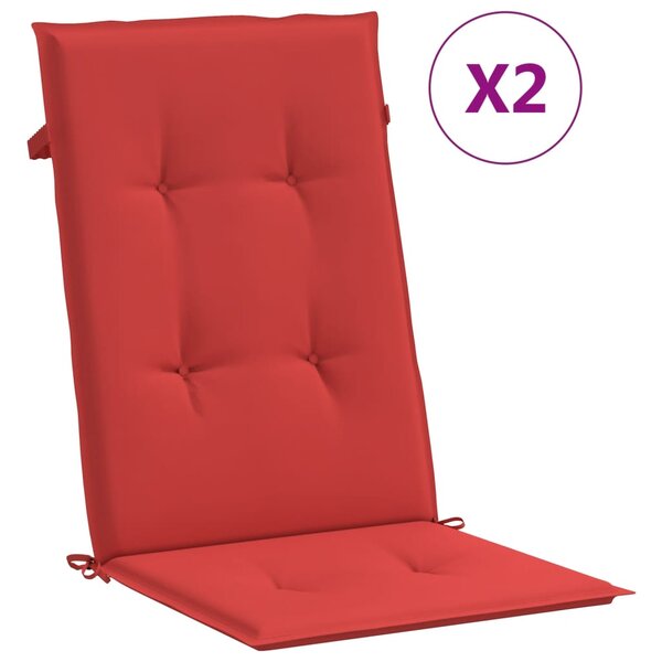 vidaXL Coussins de chaise de jardin dossier haut lot de 2 rouge tissu