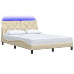 vidaXL Cadre de lit avec LED sans matelas crème 140x200 cm tissu