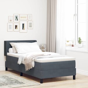 vidaXL Lit à ressorts avec matelas Gris foncé 200 x 90 cm Polyester