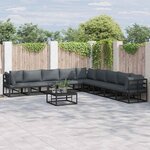 vidaXL Ensemble de canapé de jardin avec coussin 9 Pièces Noir Aluminium