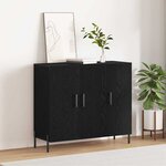 vidaXL Buffet Chêne noir 90 x 34 x 80 cm Bois d'ingénierie