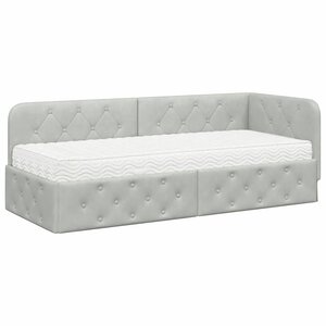 vidaXL Cadre de lit d'angle Gris clair 80 x 200 cm Velours